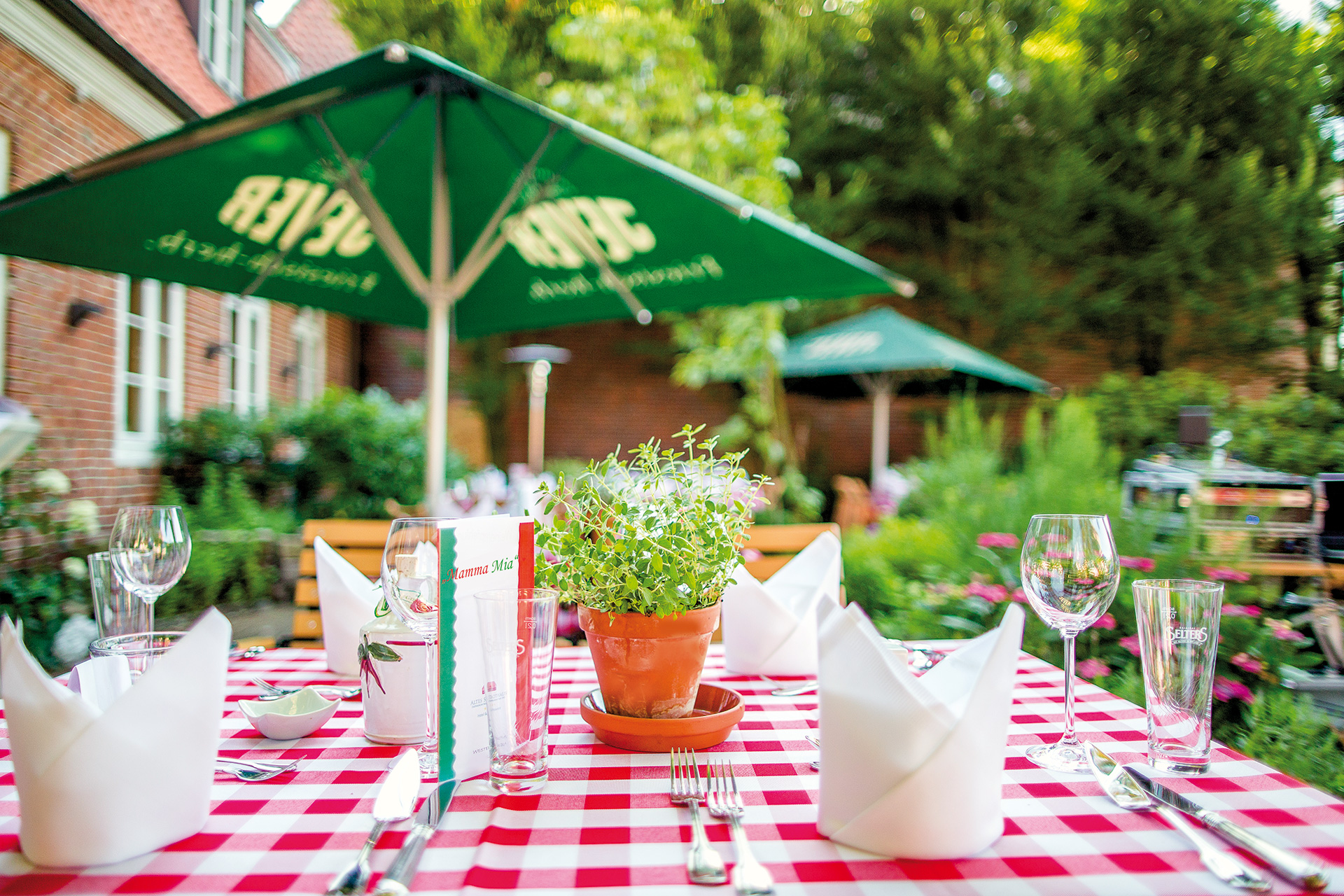Tischdeko im Biergarten